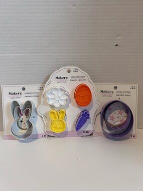 Makery Easter Cookie Cutters & Stamp Set - Pastel Set of 3